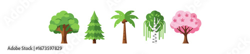 Various flat design trees