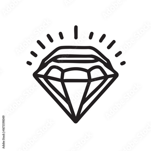 Shining diamond vector icon illustration symbol of luxury wealth and brilliance for jewelry design and creative concepts isolated on white background
