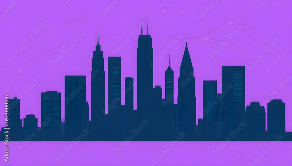 Fototapeta premium Silhouette of city skyline at night.