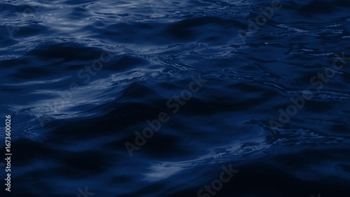 Obraz na płótnie A dark, moody, close-up shot of deep blue sea waves under a dark sky