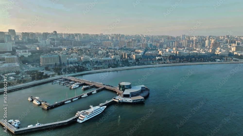 The breathtaking beauty of Baku captured through drone footage from the sky. The breathtaking beauty of Baku captured through drone footage from the sky.