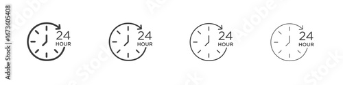 Twenty four hours icon symbol. Vector isolated illustration.
