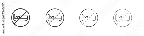 Sleepover ban sign symbol. Vector isolated illustration.