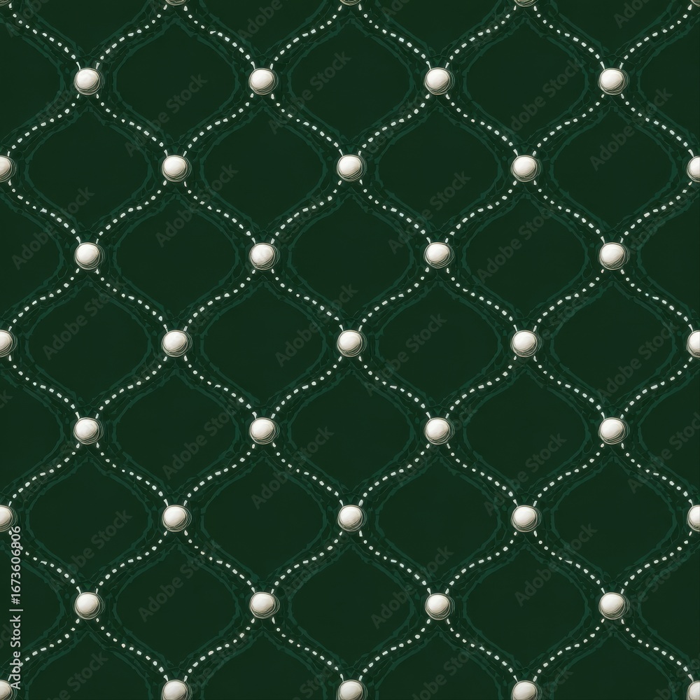 Naklejka premium Elegant Green Pattern with Pearls