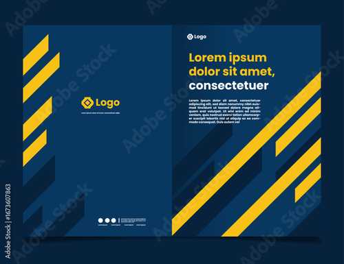 yellow and dark blue abstract background design book cover
