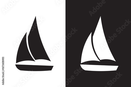 Different silhouettes of sailboats in a grid pattern on a white background