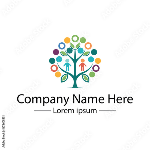 Minimalist and unique family tree logo design vector style