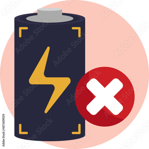 A battery with a charging symbol crossed out, indicating charging is stopped or canceled.