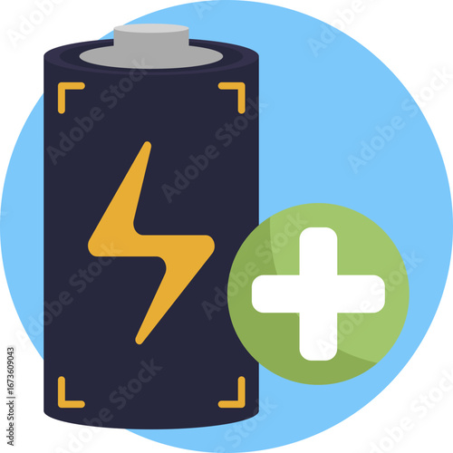 Icon representing a battery receiving power.