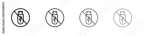 No USB flash drive sign symbol. Vector isolated illustration.
