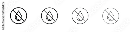 No Water drop sign symbol. Vector isolated illustration.