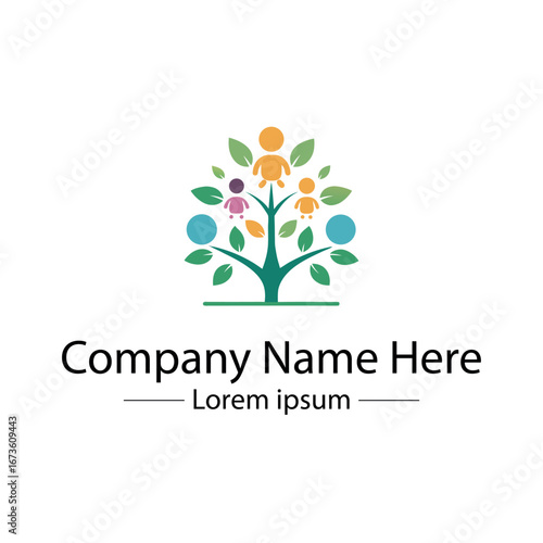 Minimalist and unique family tree logo design vector style