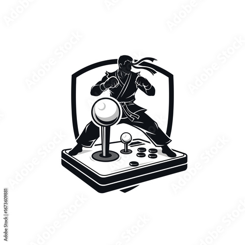 Martial Artist on Arcade Controller Silhouette
