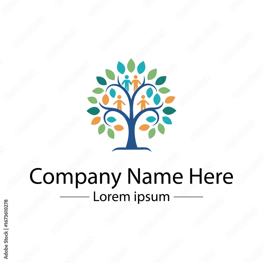 Obraz premium Minimalist and unique family tree logo design vector style