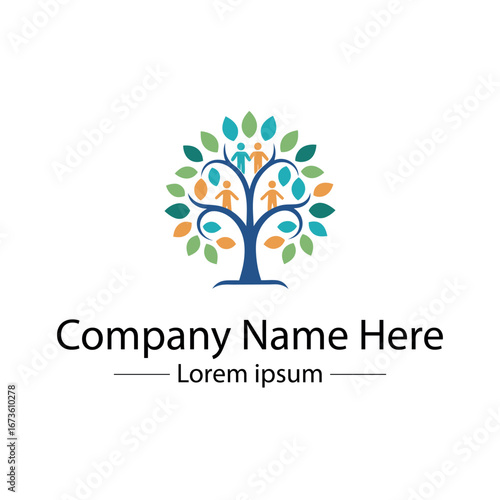 Minimalist and unique family tree logo design vector style