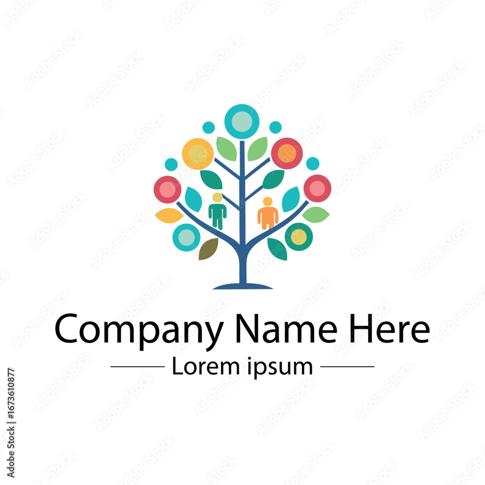 Obraz premium Minimalist and unique family tree logo design vector style