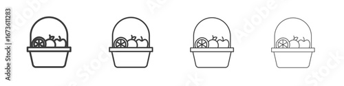 Fruit basket icon symbol. Vector isolated illustration.