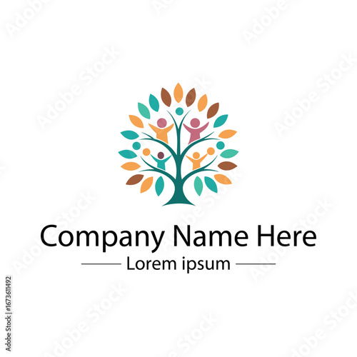 Minimalist and unique family tree logo design vector style