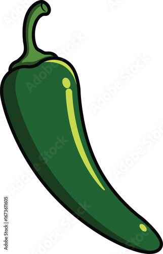Vibrant green jalapeno pepper isolated on for culinary and design vector