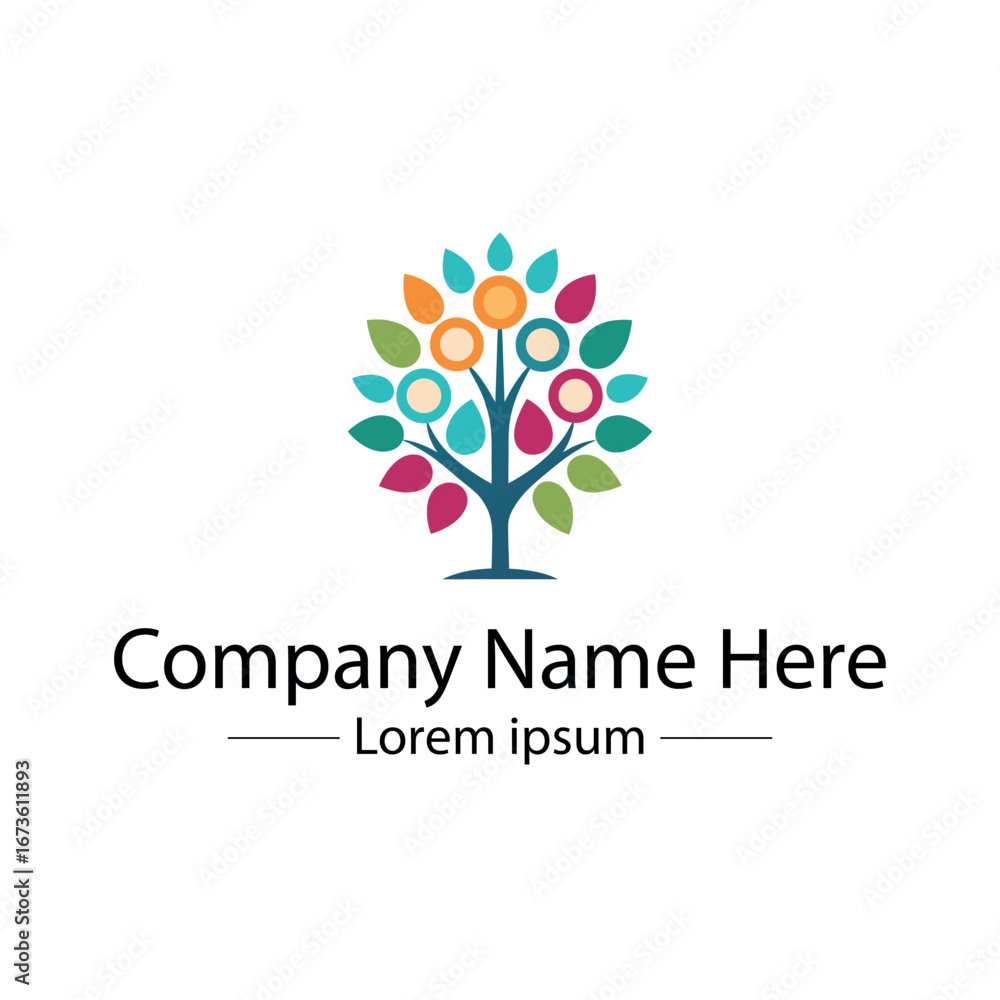 Fototapeta Minimalist and unique family tree logo design vector style