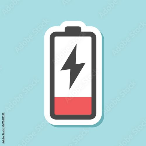 Alkaline battery sticker icon in flat style. Different size accumulator vector illustration on isolated background. Accumulator recharge sign business concept.