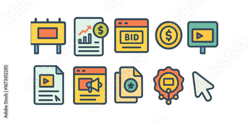Advertising, marketing line icon set. promotions, campaigns collection in line style