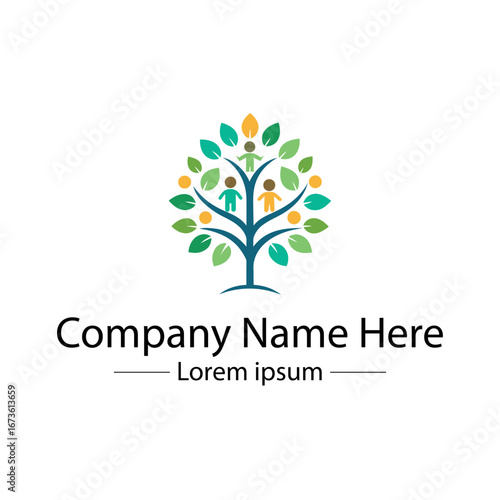 Minimalist and unique family tree logo design vector style