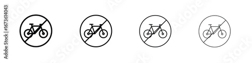Bicycle prohibition sign symbol. Vector isolated illustration.