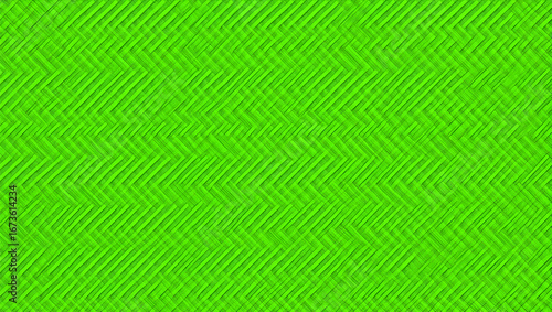 Pattern A tight close-up of woven banana leaf pattern, isolated on a white background, with vivid green, glossy strips forming a dense (2)
