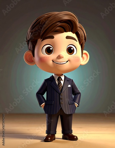 Cute cartoon boy in suit