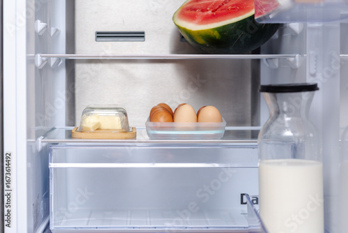 Wrong food placement in the refrigerator. Butter and eggs