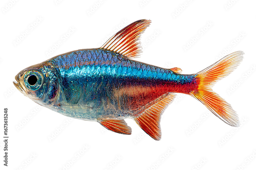 Colorful neon tetra fish isolated on transparent background. Colorful neon tetra fish isolated on transparent background.