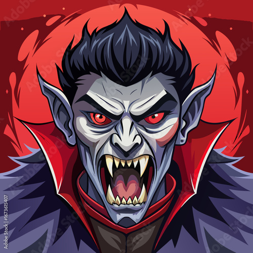 Wallpaper Mural Fierce vampire head with fangs and red eyes isolated on white background isolated on transparent background Torontodigital.ca