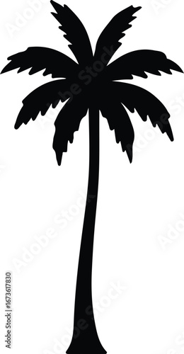 Illustrator Vector Single palm tree tropical summer vacation icon silhouette