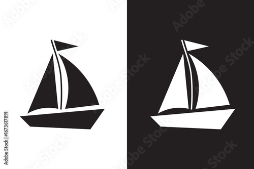 Different silhouettes of sailboats in a grid pattern on a white background