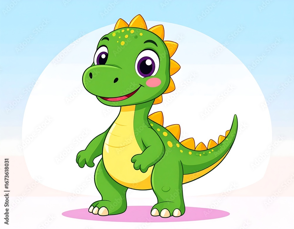Fototapeta premium Cute cartoon dinosaur (1)