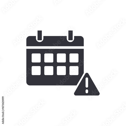 Date Reminder Symbol In Calendar Icon With Attention Sign In Flat Style Design
