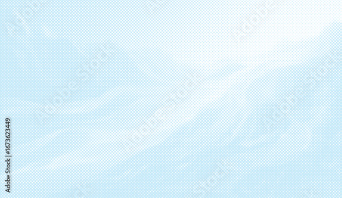 Soft halftone pattern of light blue and white creates a serene gradient effect, resembling a subtle sky texture with a gentle, calming atmosphere, providing a clean backdrop