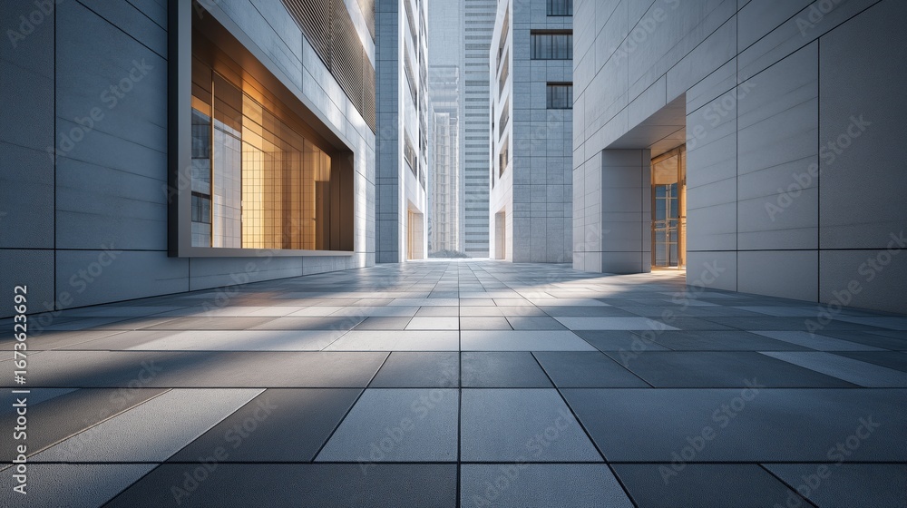 Obraz premium Highly Detailed Urban Office Alley Scene With Professional Lighting