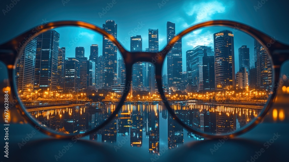 Fototapeta premium Cityscape viewed through glasses (1)