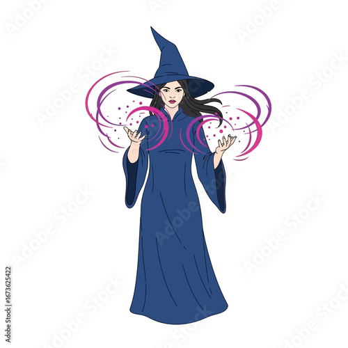 Enchanted Female Witch Casting Magic Spells