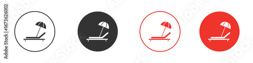 Beach chair with umbrella icon symbol for your website design, logo, app, UI.