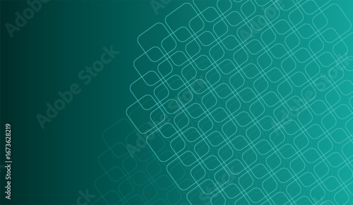 Elegant teal backdrop showcases a geometric grid of interconnected rounded square shapes, creating a contemporary and visually appealing modern design with a soft gradient