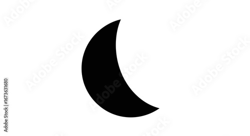 Crescent Moon Silhouette - A Dark Lunar Phase Against White.