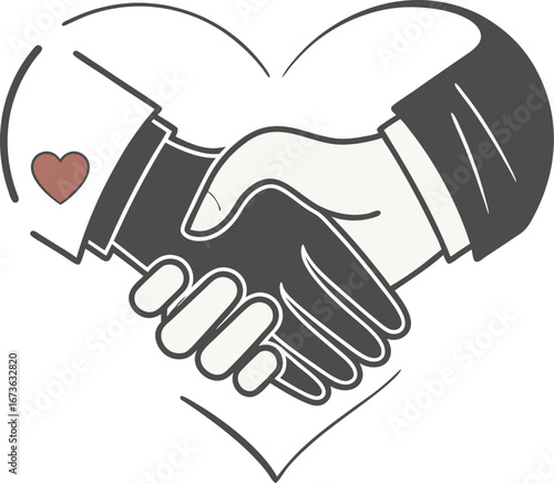 Minimalist digital illustration of two stylized hands touching