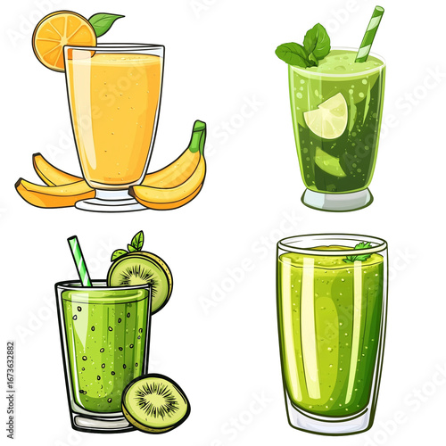 Smoothie in a vector cartoon style, isolated white background