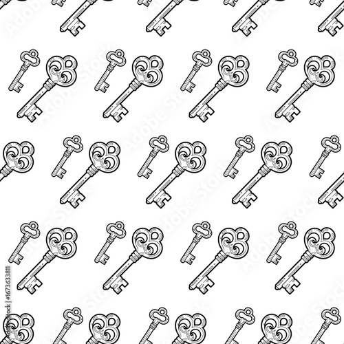 Vector seamless pattern with vintage keys. Vector pattern for fabric, textile, wrappers.