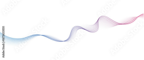 Flowing Dot Wave halftone gradient pattern on transparent background	
