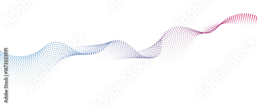 Flowing Dot Wave halftone gradient pattern on transparent background	
