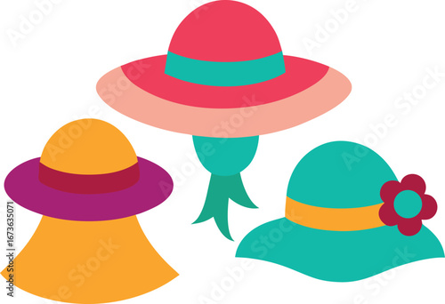 Set of female summer hats vector illustration